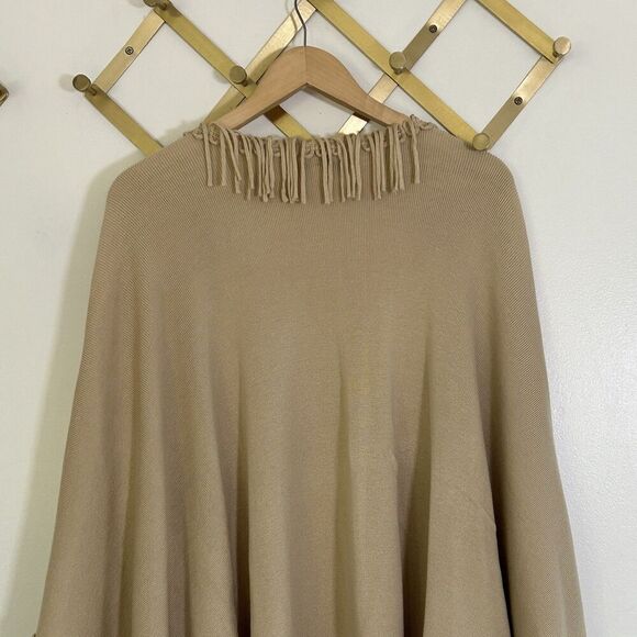 Coldwater Creek Knit Fringe Shawl Wrap Tan Western Cowboy Festival Rodeo Classic - Picture 9 of 9